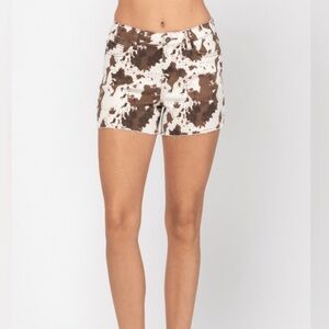 JUDY BLUE cow print western brown white shorts size medium